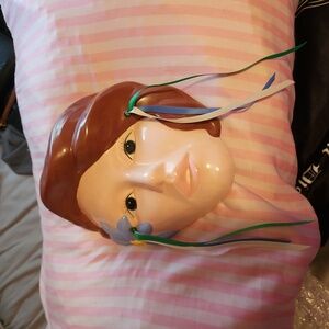 5/$25 🥳Ceramic Face Mask with Brown Hair and Blue Flower